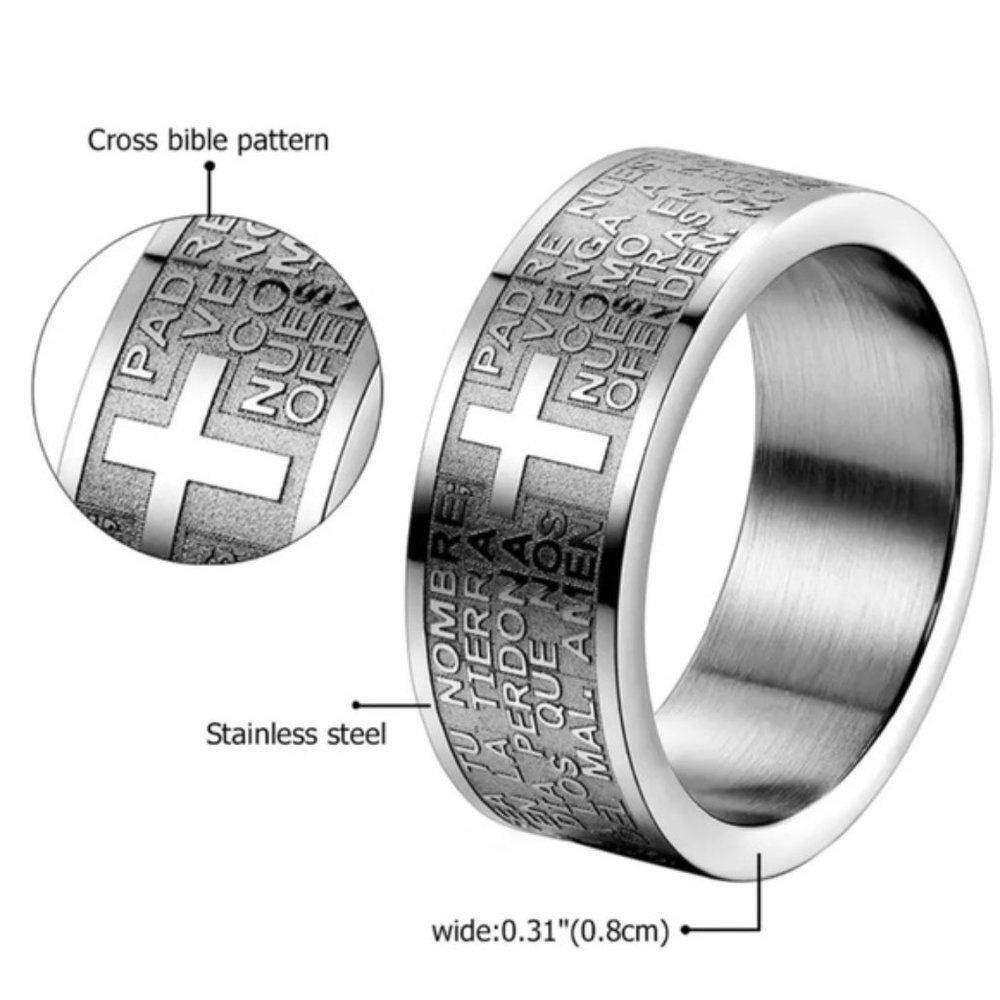 8mm Cross Stainless Steel Ring Men’s / Women’s - Picture 5 of 8